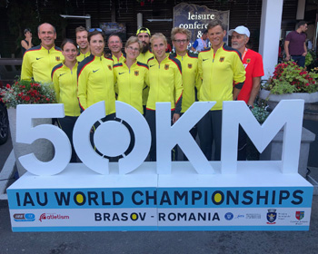 Das Deutsche Team mit Betreuern in Brasov - 50km WM